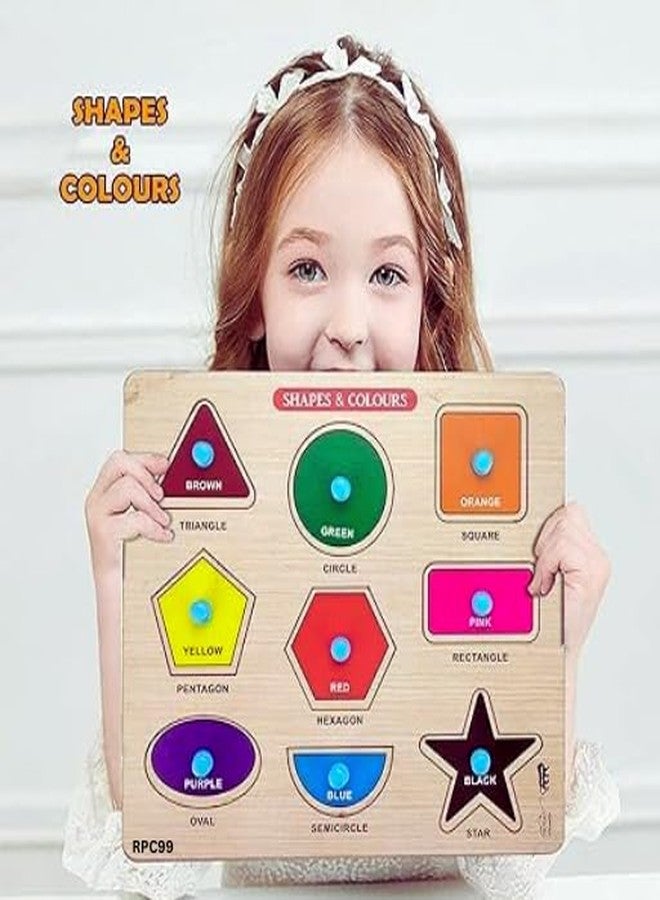 RPC99 Learn Different Geometric Shape&Colors Puzzles Montessori Shapes Wooden Board, for Kids - Image 3